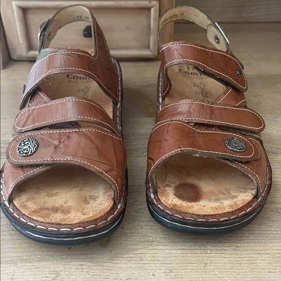 Finn Comfort Gomera-S Sandal size 38 D US 7.5 Wide Cognac Leather Footbed - Picture 4 of 12